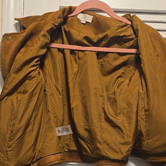 LOFT Brown Vegan Leather Moto Jacket with Asymmetrical Zipper - Picture 5 of 5